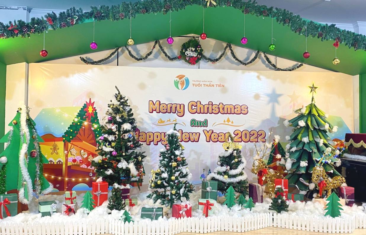 Backdrop cho Noel bằng chất liệu hiflex 